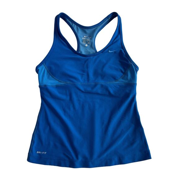 Nike Dri-Fit Women's Medium Blue Racerback Built In Bra Top Lightly Lined - Picture 1 of 6